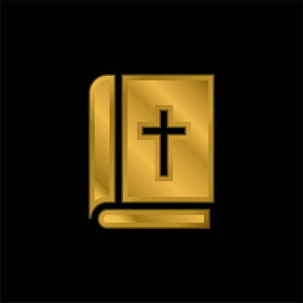 Bible gold plated metalic icon or logo vector - Vector, Image