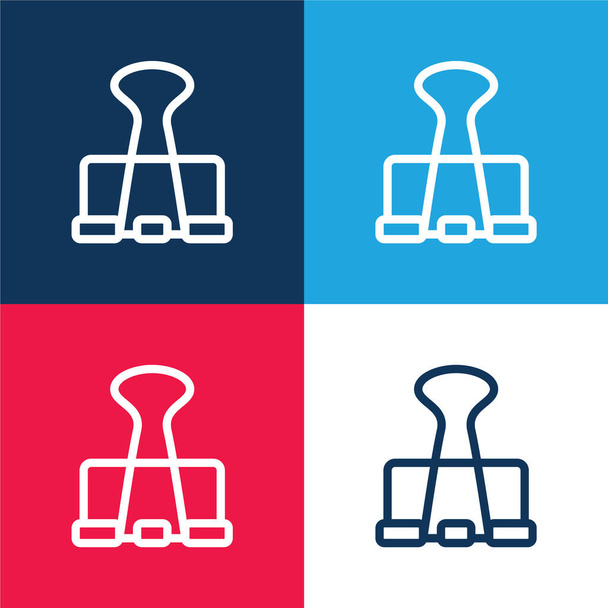 Big Clip blue and red four color minimal icon set - Vector, Image