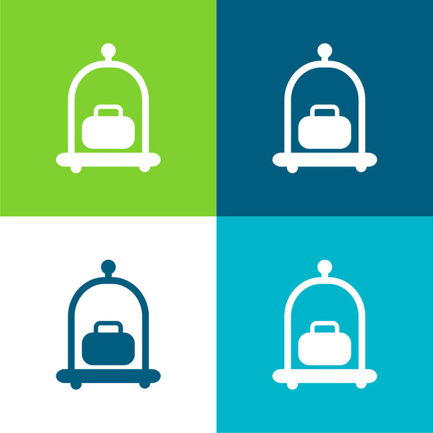 Carro de equipaje Conjunto de iconos mínimo de cuatro colores - Vector, Imagen