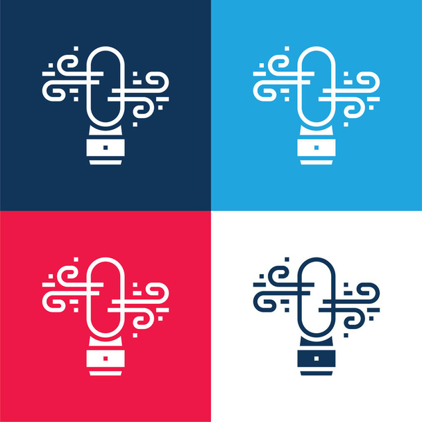 Luftreiniger blau und rot vier Farben minimalen Symbolsatz - Vektor, Bild
