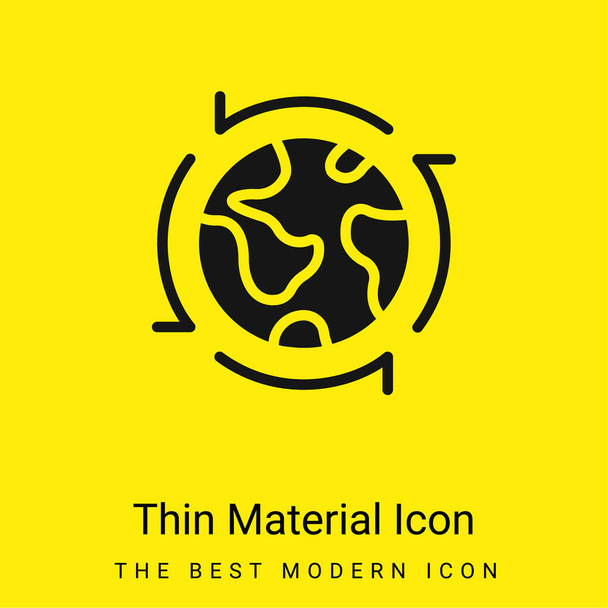 Um die Welt minimal leuchtend gelbes Materialsymbol - Vektor, Bild