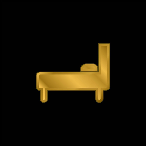 Cama Vista lateral chapado en oro icono metálico o logo vector - Vector, imagen