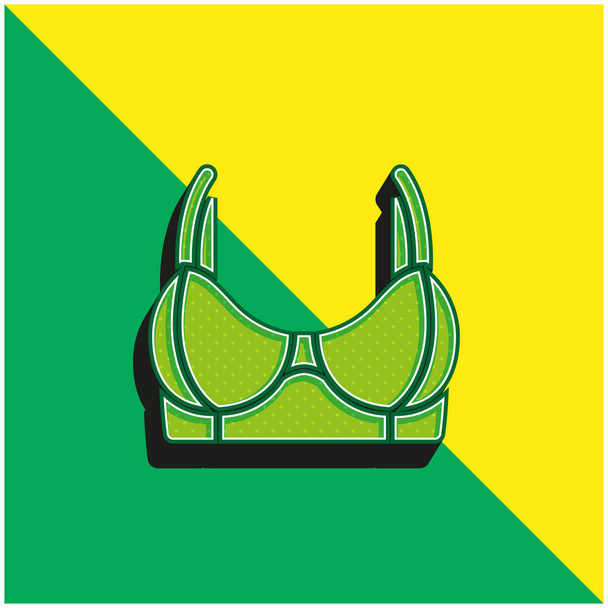 Brassiere緑と黄色の現代的な3Dベクトルアイコンのロゴ - ベクター画像