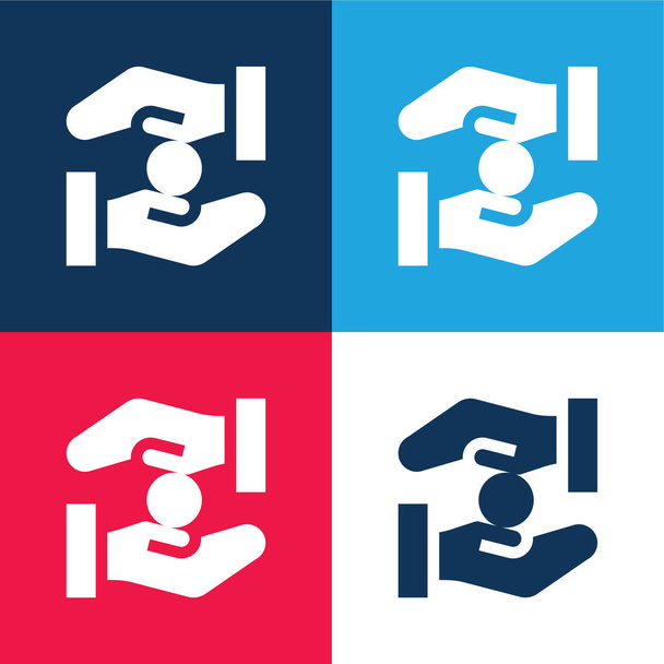 Alms blu e rosso quattro colori set di icone minime - Vettoriali, immagini