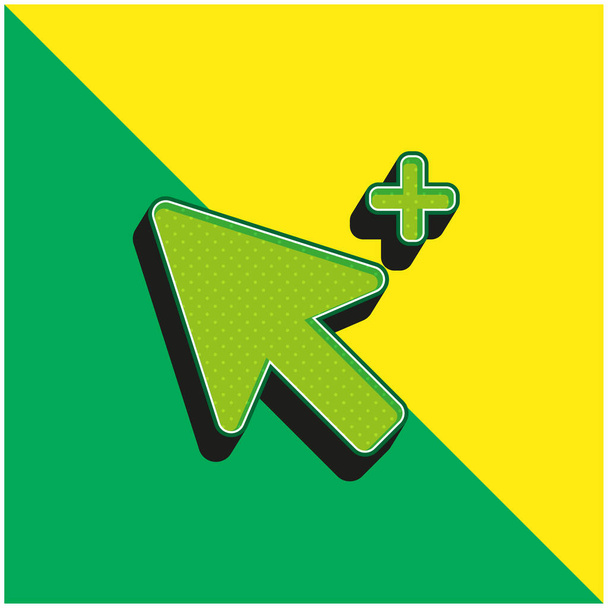 Add Selection Cursor Green and yellow modern 3d vector icon logo - Vector, Image