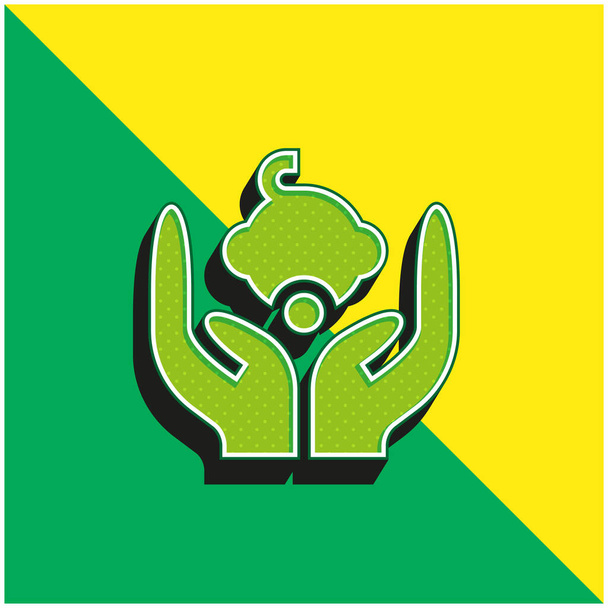 Дитина зелений і жовтий сучасний 3d векторний логотип ікони - Вектор, зображення
