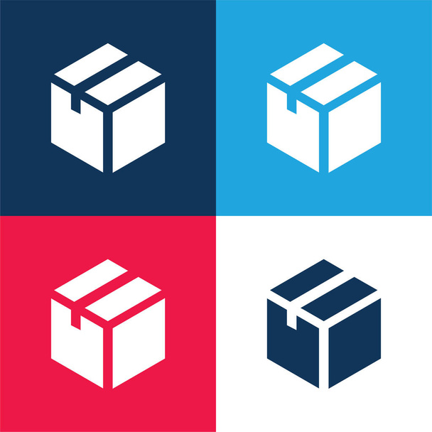 Коробка синий и красный четыре цвета минимальный набор значков - Вектор,изображение