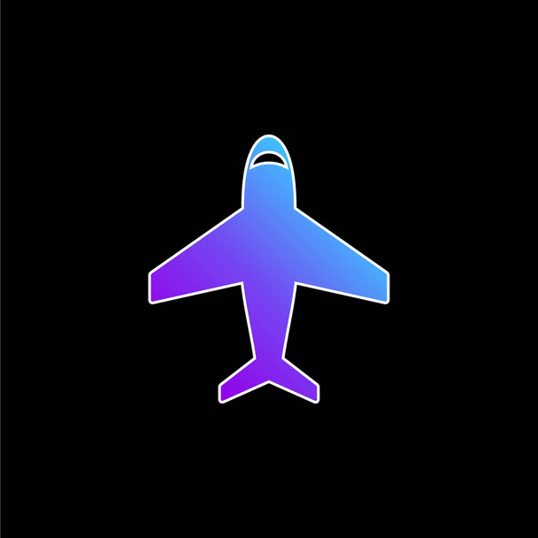 Avión en vertical ascendente posición azul gradiente vector icono - Vector, Imagen