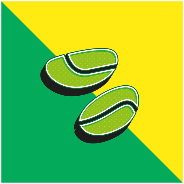 Brazília dió Zöld és sárga modern 3D vektor ikon logó - Vektor, kép