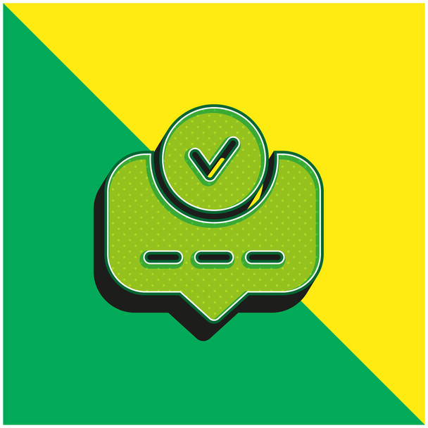緑と黄色の近代的な3Dベクトルアイコンのロゴを受け入れる - ベクター画像