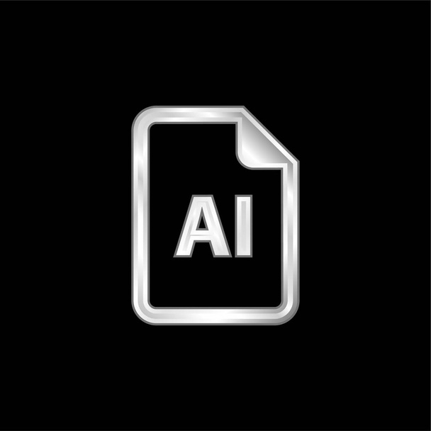 AI File hopeoitu metallinen kuvake - Vektori, kuva