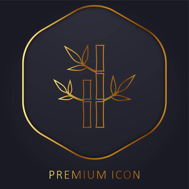 Бамбуковые растения золотой линии премиум-логотип или икона - Вектор,изображение