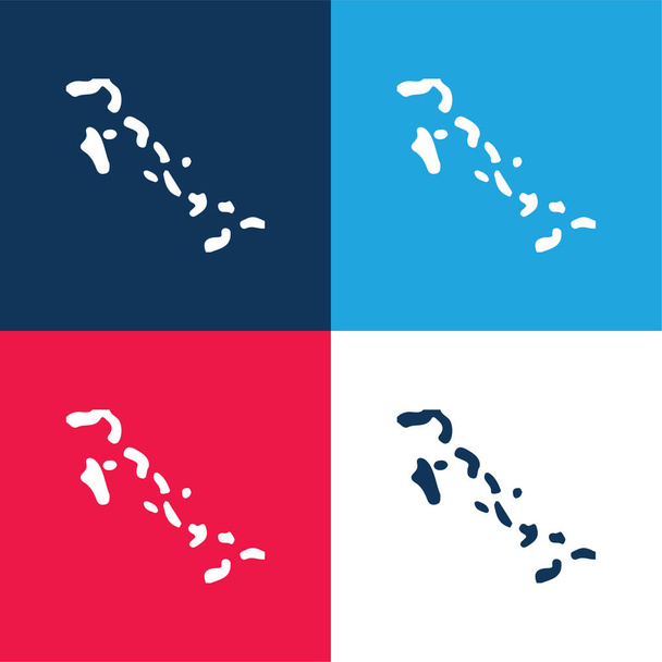 Bahamas azul y rojo conjunto de iconos mínimo de cuatro colores - Vector, Imagen