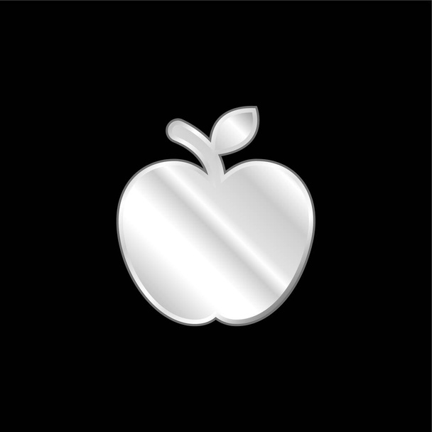 Apple Fruit silver plated metallic icon - Vector, Image