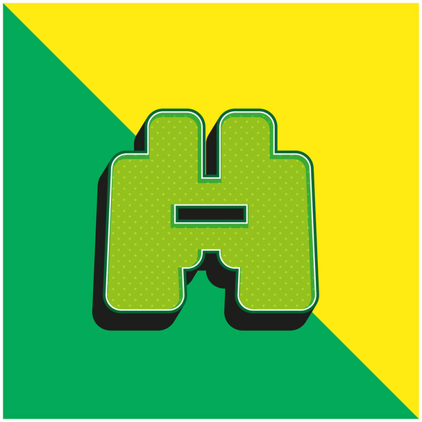 Бинокль Зеленый и желтый современный 3D логотип векторной иконки - Вектор,изображение