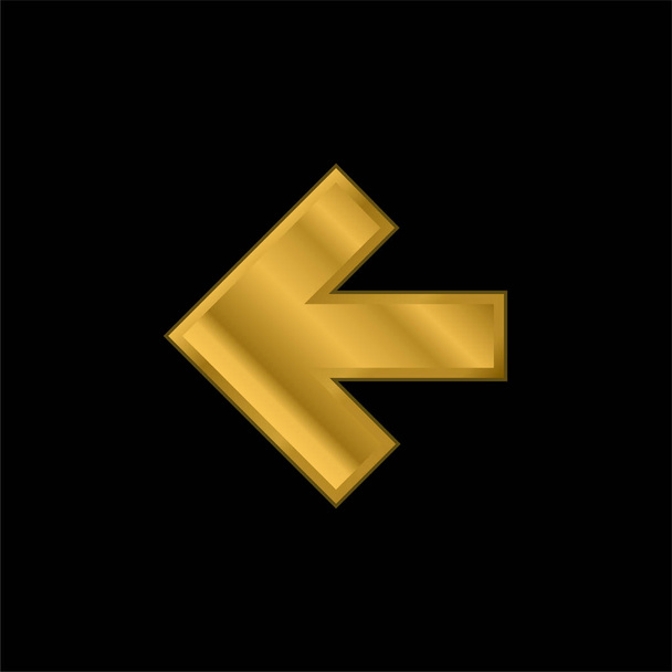 Flèche pointant vers l'icône métallique plaqué or gauche ou le vecteur de logo - Vecteur, image