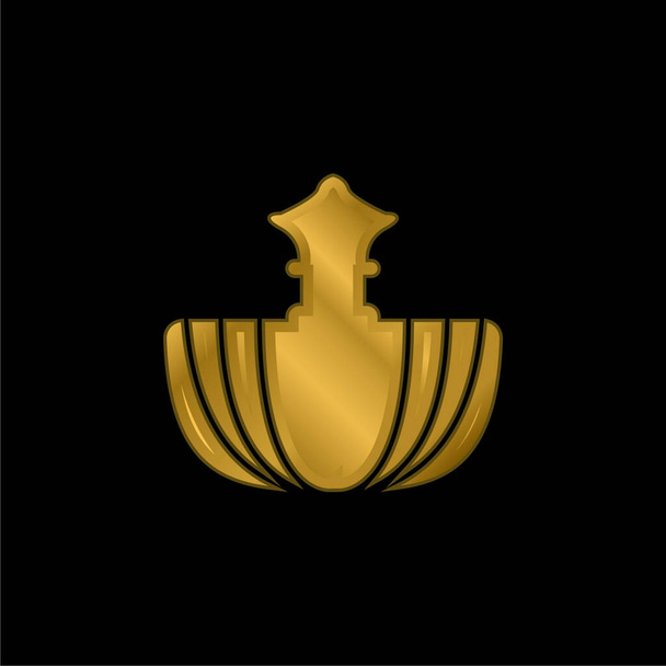 エレガントな形状の金メッキ金属アイコンやロゴベクトルのボトル - ベクター画像