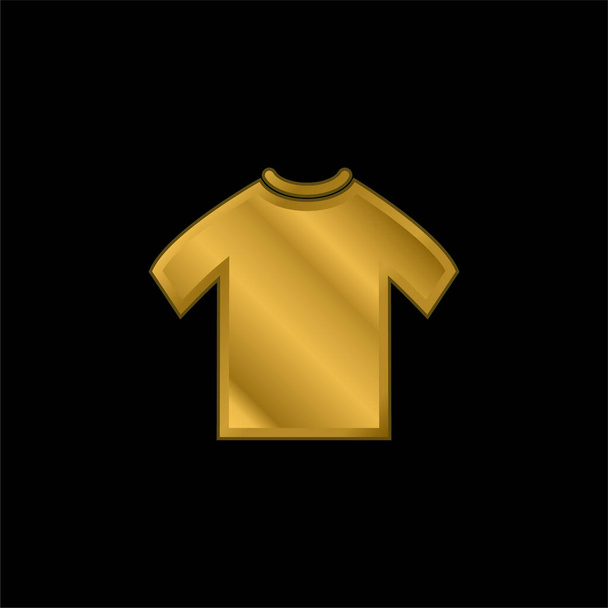 Siyah Erkek T-Shirt altın kaplama metalik simge veya logo vektörü - Vektör, Görsel