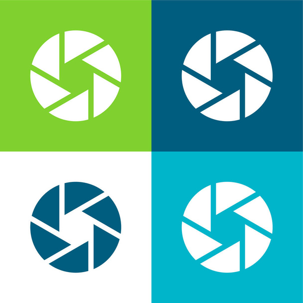 Aperture Ensemble d'icônes minimal plat quatre couleurs - Vecteur, image