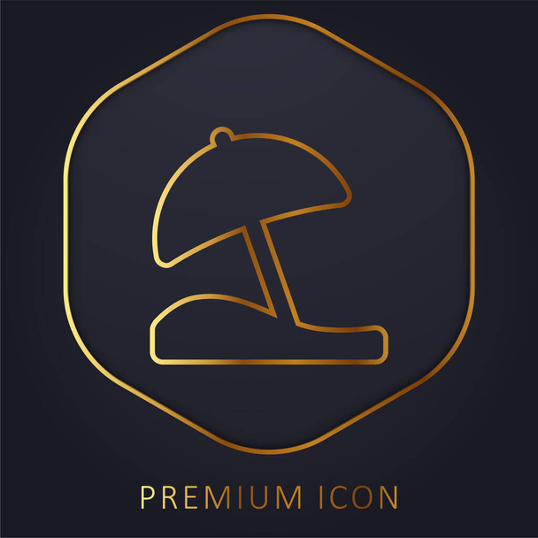 Paraguas de playa línea dorada logotipo premium o icono - Vector, imagen