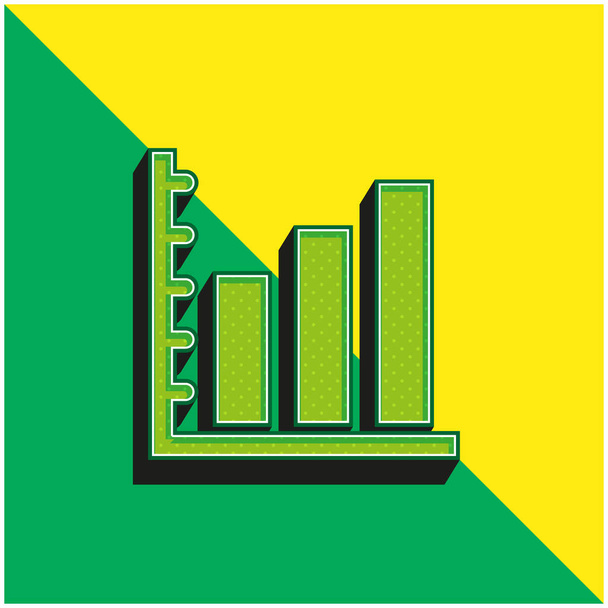 Gráfico ascendente das barras para o negócio logotipo moderno verde e amarelo do ícone do vetor 3d - Vetor, Imagem