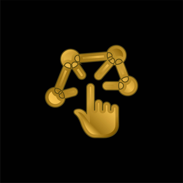 3d Modeling gold plated metalic icon or logo vector - Vector, Image