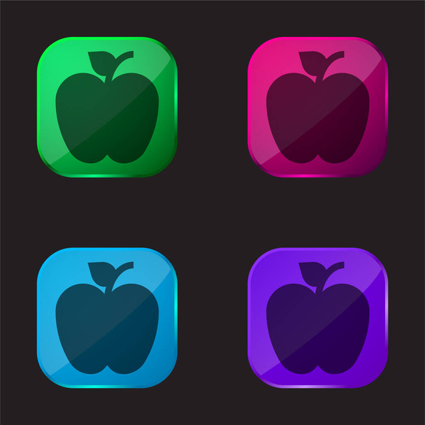 Яблоко четырехцветная кнопка - Вектор,изображение