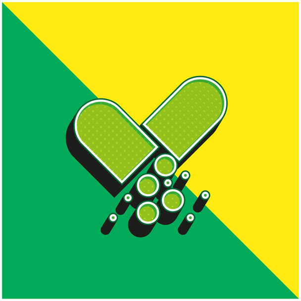 Antibiótico verde y amarillo moderno vector 3d icono del logotipo - Vector, Imagen