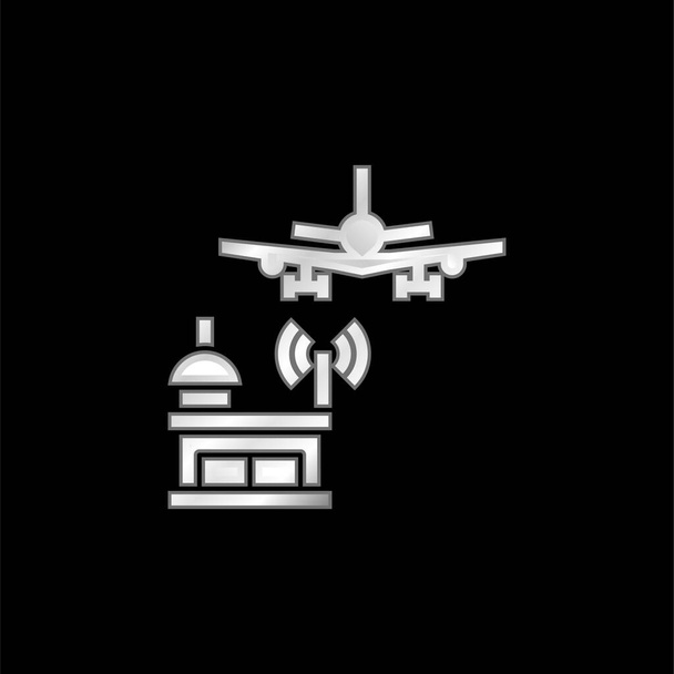 Серебряная икона Башни аэропорта - Вектор,изображение