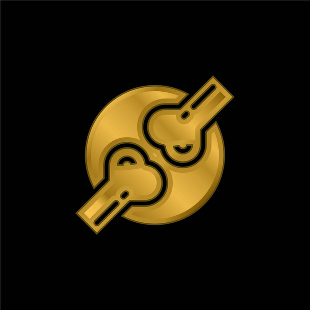 Bones gold plated metalic icon or logo vector - Vector, Image