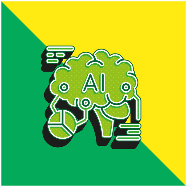 Analytics Zielone i żółte nowoczesne logo wektora 3D - Wektor, obraz