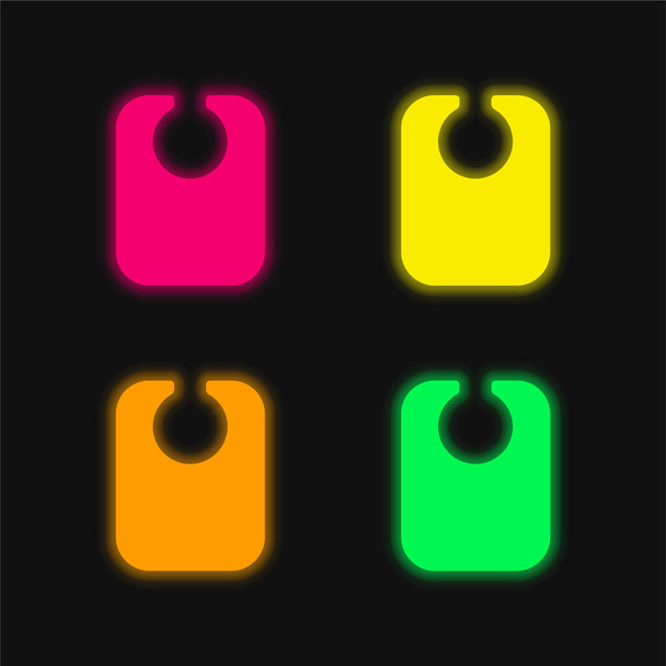 Bib quatro cor brilhante ícone vetor de néon - Vetor, Imagem