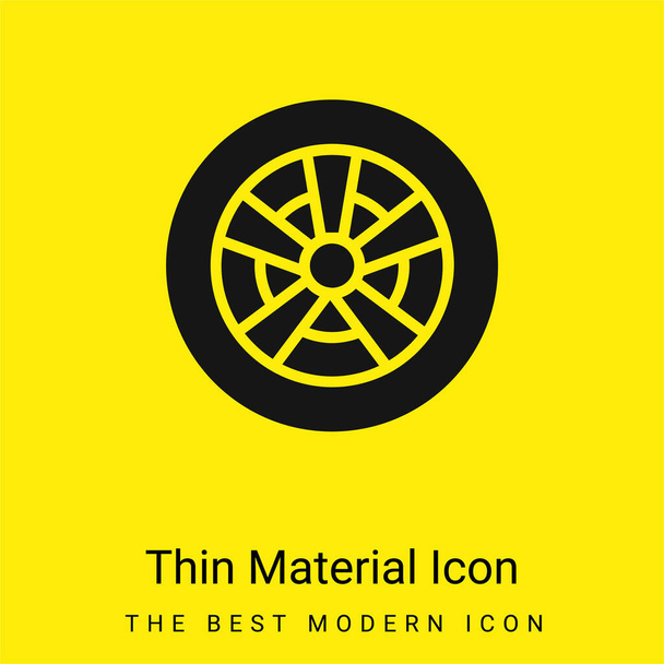 Ελάχιστο φωτεινό κίτρινο υλικό εικονίδιο τροχού κραμάτων - Διάνυσμα, εικόνα