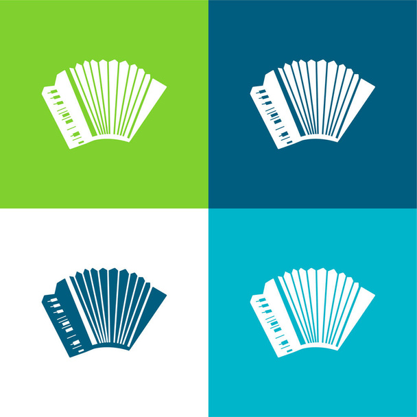 Harmonika Lapos négy szín minimális ikon készlet - Vektor, kép