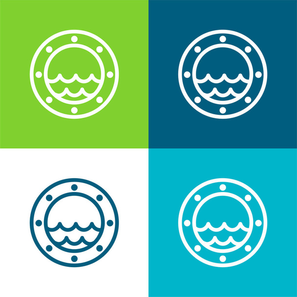 Finestra della barca piatto quattro colori set icona minima - Vettoriali, immagini