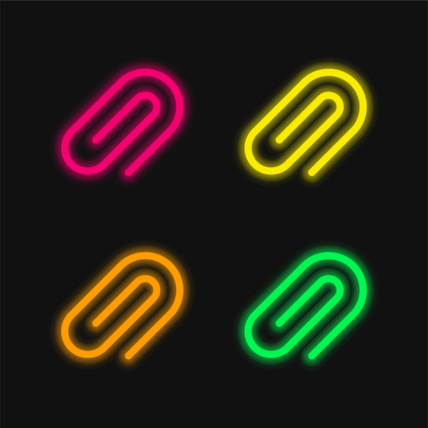 Eklenti dört renk parlayan neon vektör simgesi - Vektör, Görsel