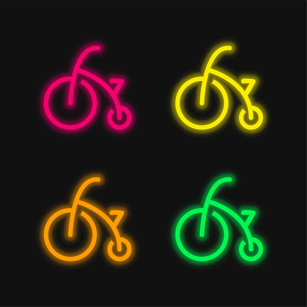Baby Bike With Training Wheels four color glowing neon vector icon - Vector, Image