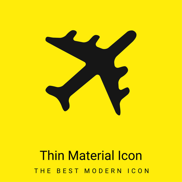 Black Airplane minimális fényes sárga anyag ikon - Vektor, kép
