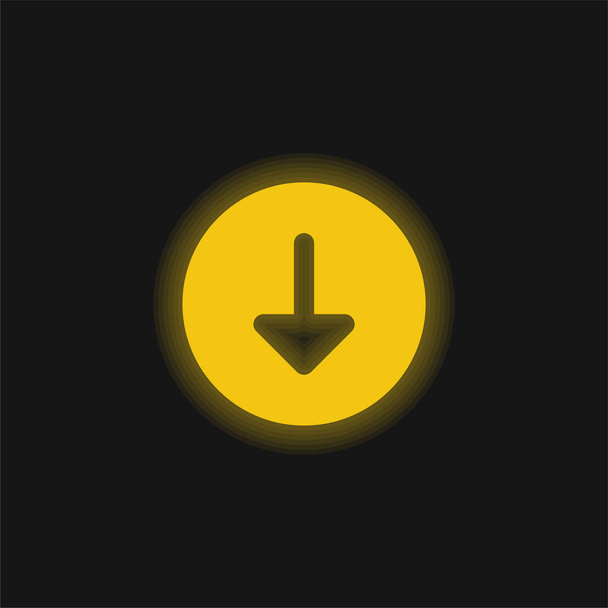 Flèche vers le bas jaune brillant icône néon - Vecteur, image