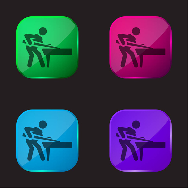 Μπιλιάρδο τέσσερις εικονίδιο κουμπί γυαλί χρώμα - Διάνυσμα, εικόνα