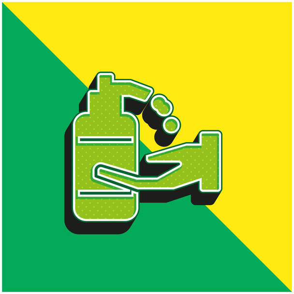Álcool Gel Verde e amarelo moderno logotipo vetor 3d ícone - Vetor, Imagem