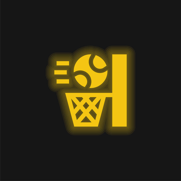 バスケットボールイエローのネオンアイコン - ベクター画像