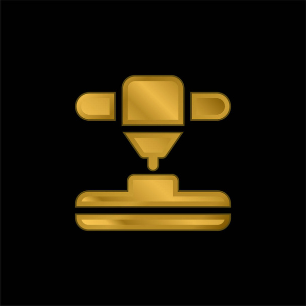 3d Stampante oro placcato icona metallica o logo vettore - Vettoriali, immagini
