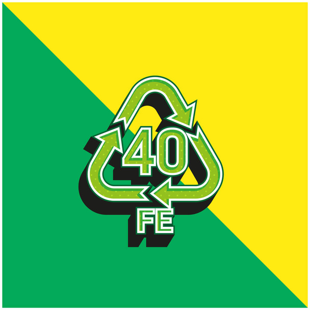 40 FE Zöld és sárga modern 3D vektor ikon logó - Vektor, kép