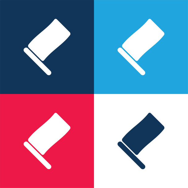 Ensemble d'icônes minime quatre couleurs bleu et rouge drapeau noir - Vecteur, image