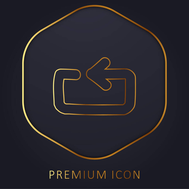 Atrás Flecha mano dibujado signo línea de oro logotipo premium o icono - Vector, Imagen