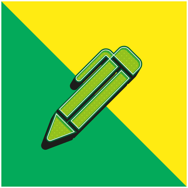Bolígrafo verde y amarillo moderno vector 3d icono logotipo - Vector, Imagen