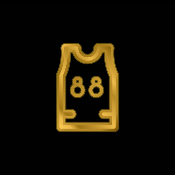 Jersey de baloncesto chapado en oro icono metálico o logo vector - Vector, imagen