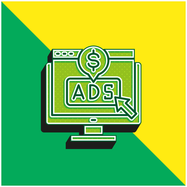 Advertising Green and yellow modern 3d vector icon logo - Vector, Image