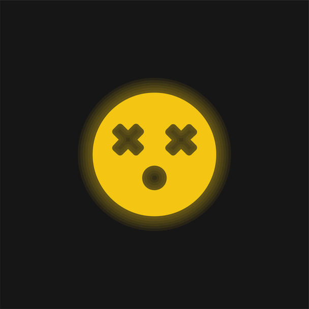 Blind Face yellow glowing neon icon - Vector, Image